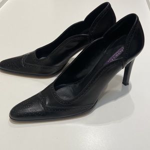 Ralph Lauren Collection Menswear Wingtip inspired black leather heel size 9